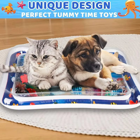 Pet Water Sensory Play Mat for Cats and Dogs Thickened Cooling Pad Interactive Self Play Toy for Pets Summer Indoor Activity